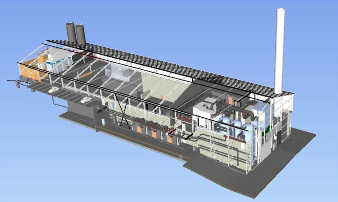 BIM-Modell Holzheizkraftwerk Rehhag – Bau im Bestand